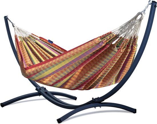 Colombiaanse Hangmat met Standaard 2-Persoons – Extra Stabiel Frame tot 220 kg – Duurzame Hangmatset- Grande Morena