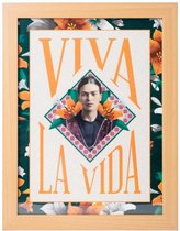 Frida Kahlo Ingelijst fotolijst hout eiken kleur kunst 30 x 40 cm.