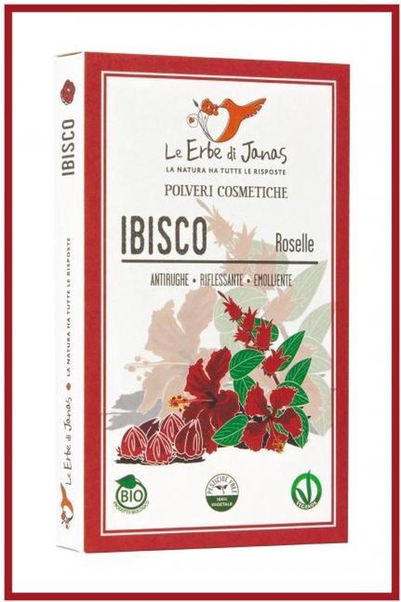 Le Erbe di Janas - Hibiscus poeder - haarbehandeling - gezichtsmasker-100g