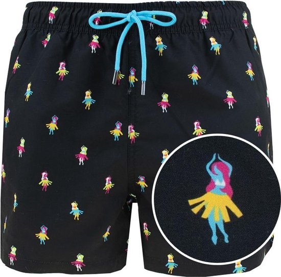 Happy Socks - Hula Swim Short - Zwemshort - Heren - Zwart - Maat XL