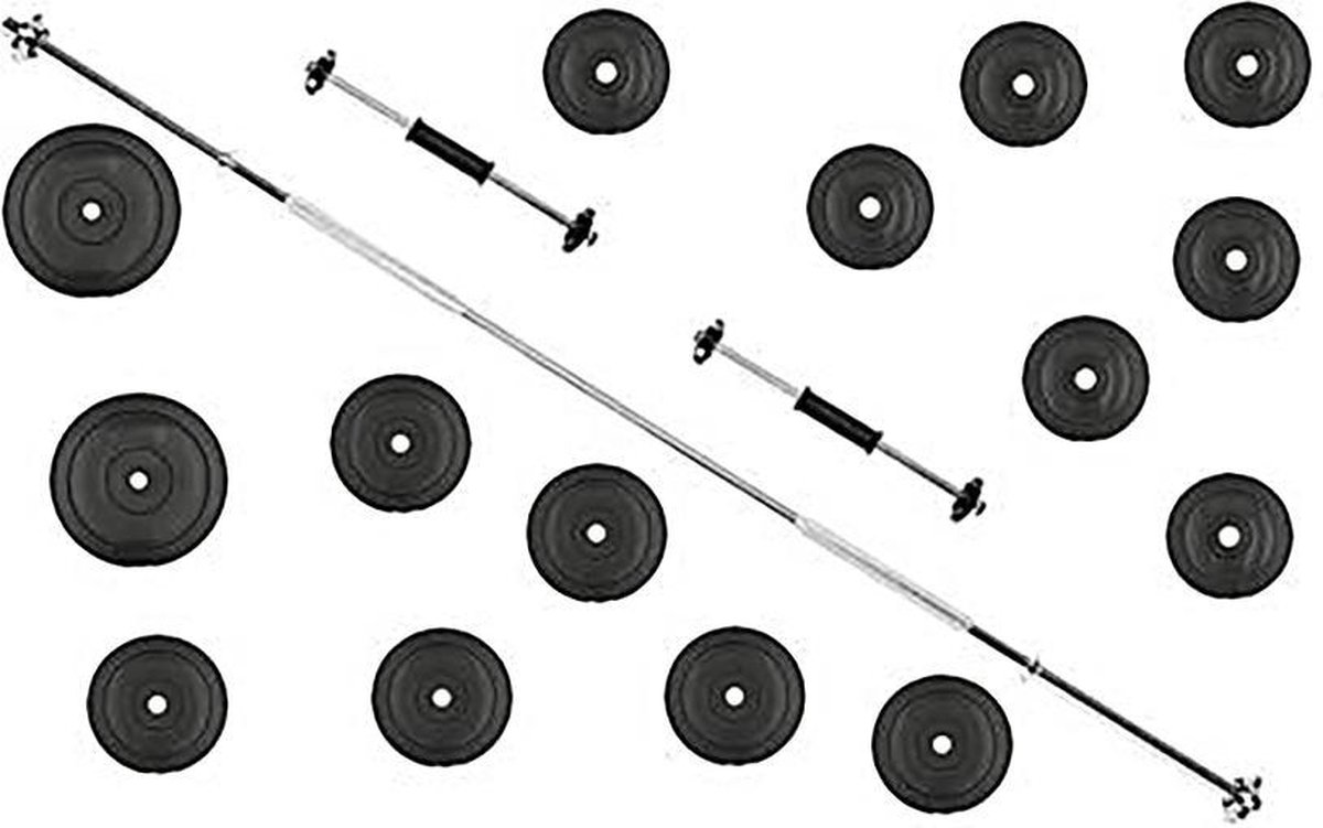 Halterset Gewichtenset Fitness Dumbbell set 35 kg Halterschijven + 2 Dumbbellstangen 45cm + Halterstang Recht 120cm