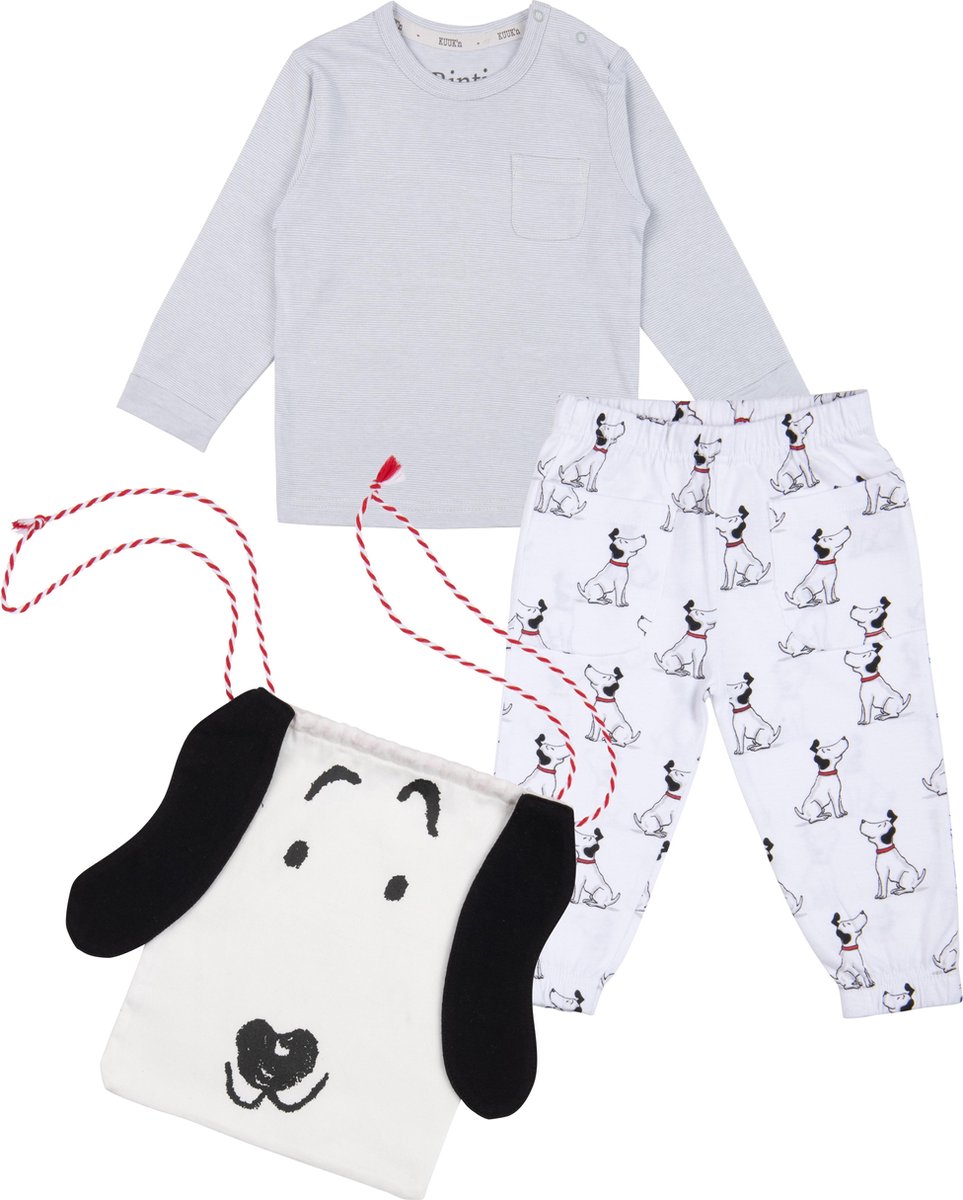 Kuuk'n Rintje Grijs/Wit Pyjama incl. Tasje maat 98/104 2020419