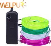 3 meter Led Flexibel draad met controller/omvormer op batterij aan/uit  Neon Glow Light Rope Strip 12V - auto interieur verlichting-tuin verlichting-kerstverlichting tuindecoratie - kleur Paa