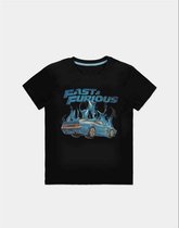 The Fast And The Furious Heren Tshirt -M- Blue Flames Zwart