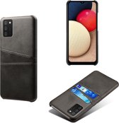Samsung Galaxy A02s hoesje - MobyDefend Lederen Backcover Met Vakjes Voor Pasjes - Zwart - GSM Hoesje - Telefoonhoesje Geschikt Voor: Samsung Galaxy A02s