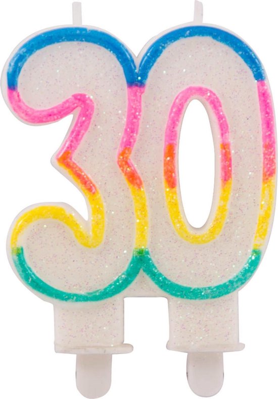 Bougies scintillantes 30 ans avec 2 supports