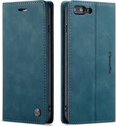 GSMNed - Leren telefoonhoesje blauw - hoogwaardig leren bookcase blauw - Luxe iPhone 7/8/SE hoesje - magneetsluiting voor iPhone 7/8/SE - blauw