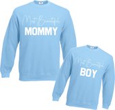 Sweater dames lichtblauw Most beautiful mommy-twinnen met jouw kleine jongen-Maat S