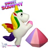 2 st. Sweet Squishy Speelfiguren Eenhoorn + Diamant 10 cm | Squeezy speelgoed pakket goedkoop kinderen anti stress bal tiktok jongens meisjes regenboog rainbow squishie cube simple dimble pop