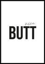 Poster Nice Butt - 30x40 cm met fotolijst - WC poster - WALLLL