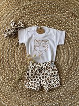 Stijlie kids Short Panter bruin met wit maat 86