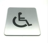 Deurbordje - WC bordje - WC - Toiletbord - Bordje - RVS Look - Pictogram – Invalide - Zelfklevend – 10 cm x 12 cm x 1,6 mm - 5 Jaar Garantie