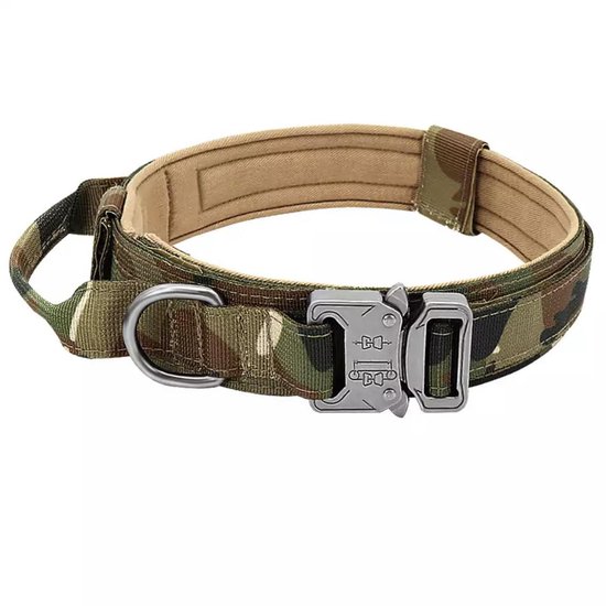 Militaire Tactische Halsband Duitse Shepard Medium Grote Hond Halsbanden Voor Walking Training Duarable Halsband Controle Handvat-zwart M hals 36-48 CM - Beirui