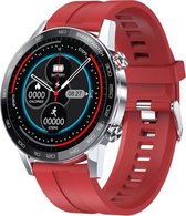 Smartwatch Rankos L13 - Sporthorloge Rood siliconen Armband - stijlvol -IP68 Waterdicht -1.3 inch Vol Touchscreen - Voor Mannen -ECG Hartslag - Bloeddrukmeter - Fitness Tracker - b