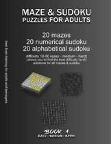 Easy/Medium/Hard Maze & Sudoku Puzzles for Adults- Maze & Sudoku Puzzles for Adults