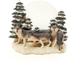 Wolf decoratie en waxinelichthouder – sfeerverlichting met wolven beeldjes