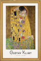 JUNIQE - Poster in houten lijst Klimt - The Kiss -30x45 /Geel