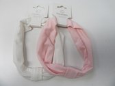 Noukie's , haarmode , haarbandje ,1x wit en 1x rose  3-9 maand