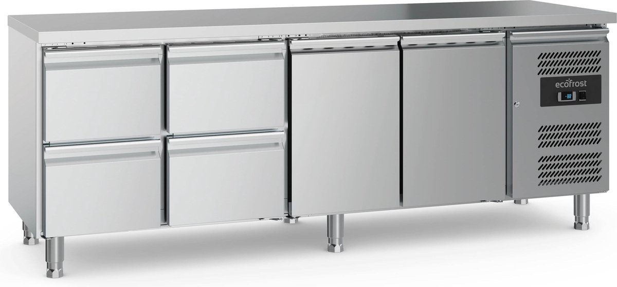 Ecofrost Koelwerkbank - 553L - 2 Deuren + 4 Laden - +2°C/+8°C - Geforceerd - 2230x700x850mm