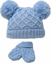 Soft Touch Diamond Knit babymuts en wanten blauw