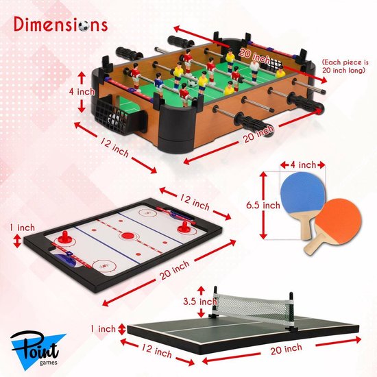 Thumbnail van een extra afbeelding van het spel 3 in 1 Game Set Foosball, Hockey & Table Tennis - TafelVoetbal, Hockey en Tafeltennis