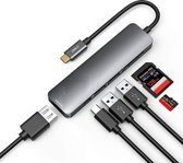 usb c hub - usb c adapter - hdmi - 2x usb-c - sd kaartlezers - 2x usb - docking station - grijs - usb c hub macbook pro / air / windows / usb c naar hdmi kabel / usb c hdmi adapter