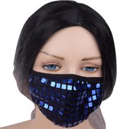 Fashion bling bling mondkapje, comfortabele mondmasker met verwisselbare koolstoffilter, dunne strass steentjes, donkerblauw