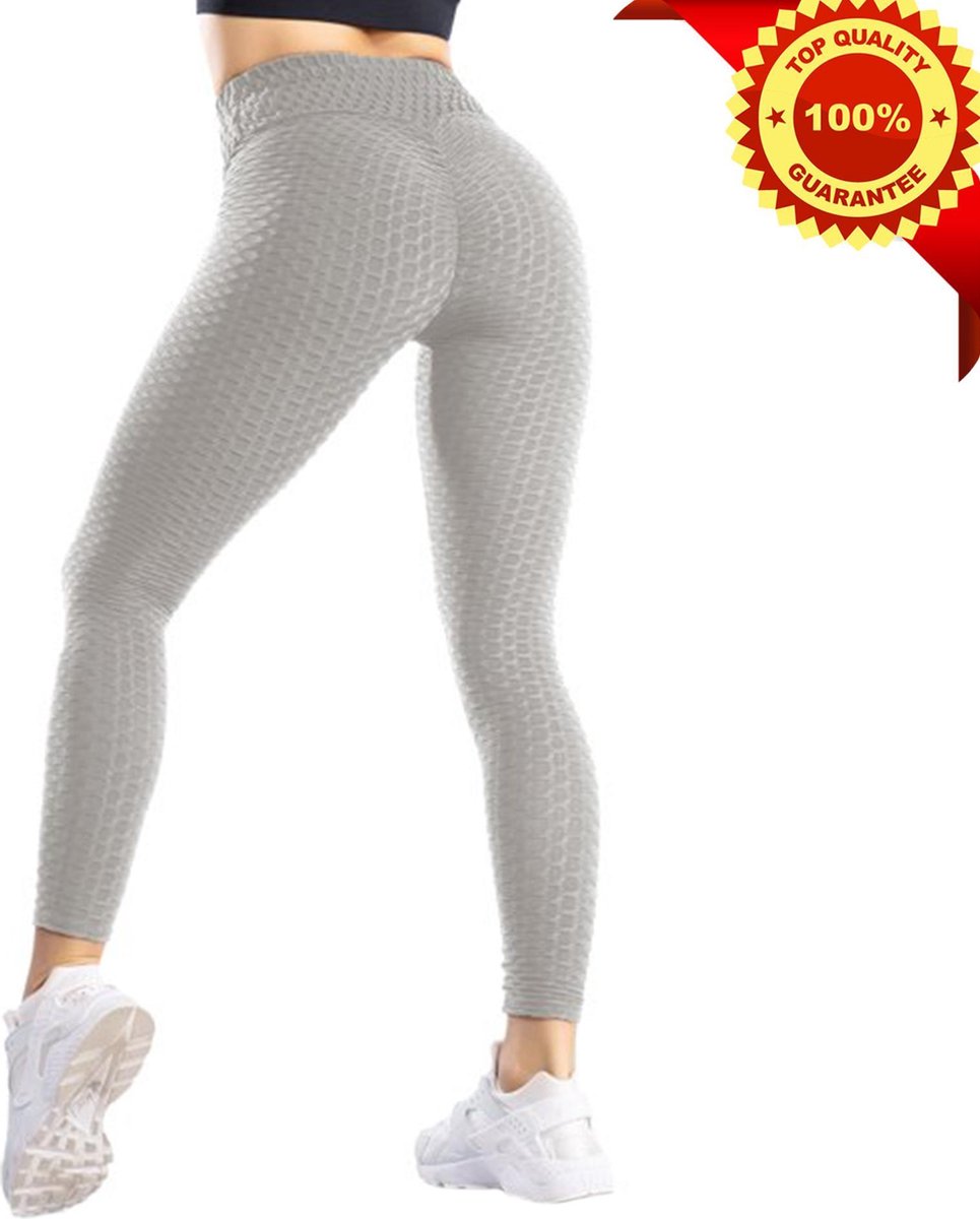Sportlegging Dames High Waist - Anti Cellulite / Cellulitis - Scrunch Butt - Sportbroek - Sport Legging Voor Fitness / Yoga / Vrije Tijd - Comfortabel - Grijs - XS