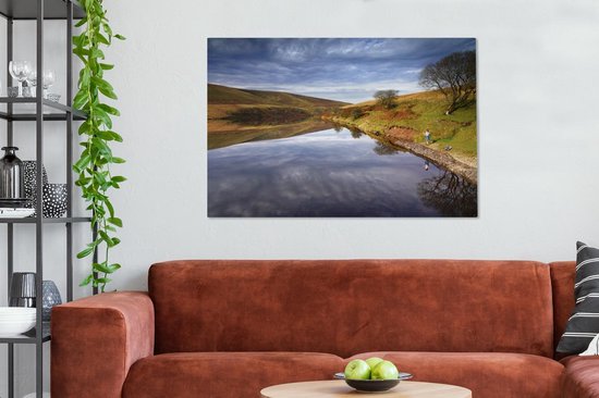 Canvas schilderij 120x80 cm - Wanddecoratie De Black Mountains in het Nationaal park Brecon Beacons met een donkere hemel - Muurdecoratie woonkamer - Slaapkamer decoratie - Kamer accessoires - Schilderijen op canvas