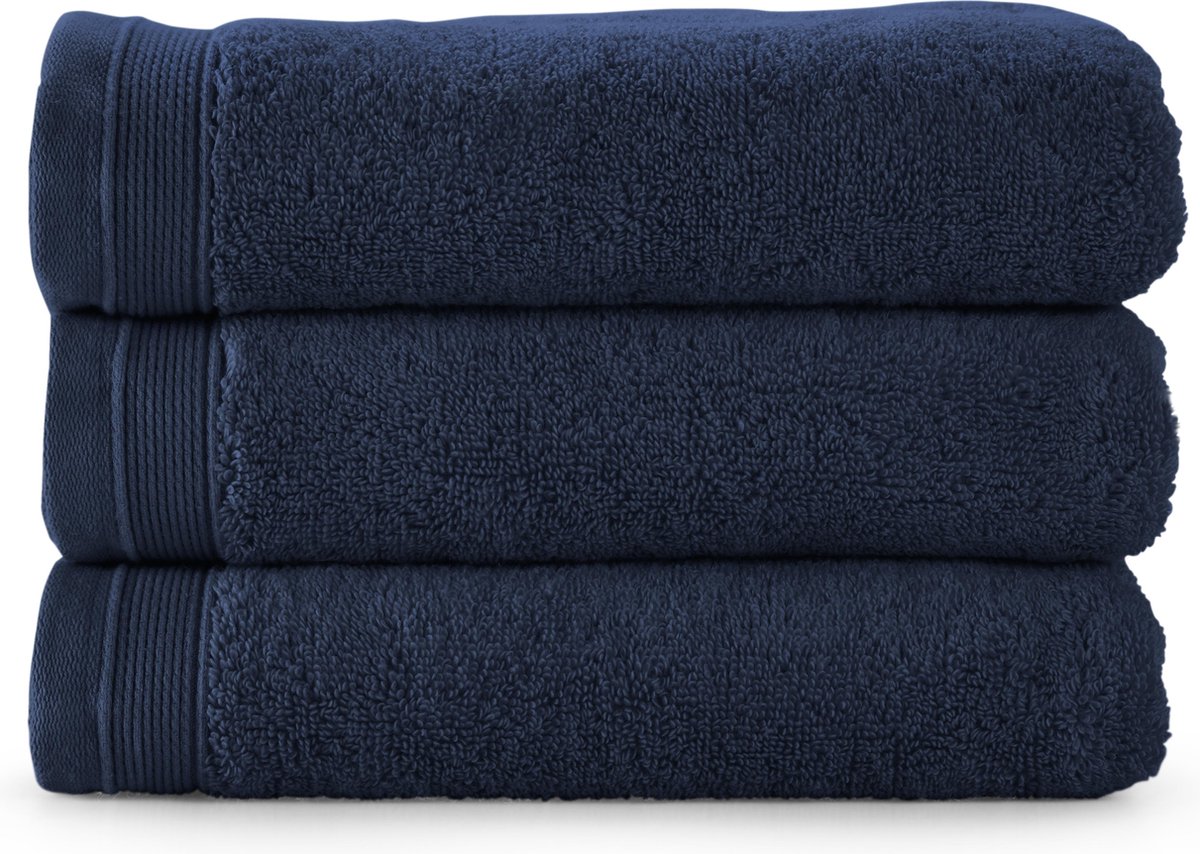 Bamatex Home Textiles - Collectie Emotion - Handdoek - 50*100 cm - NAVY BLUE - set van 3 stuks - Egeïsche gekamde katoen - 540 g/m2