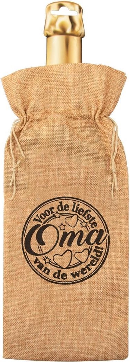 Cadeauverpakking - fles - Beste Oma - Jute - 42 cm - Paper Dreams