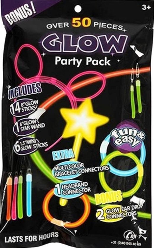 Party Pack Glow in the Dark, 50 Delig Paars