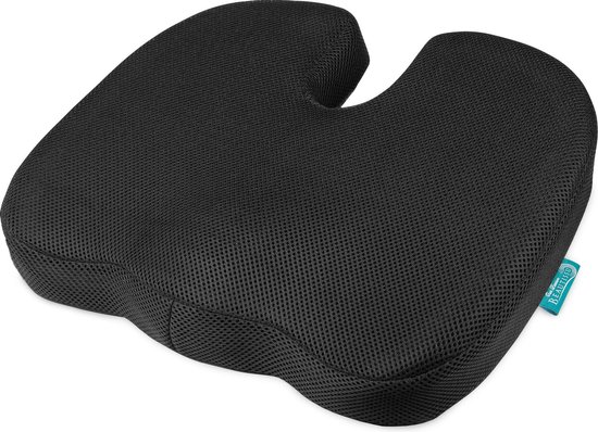 Beautissu BeauErgo FS Stuitkussen Traagschuim Zitkussen - 45x35x7 cm - Bureaustoelkussen - zwangerschapskussen