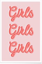 JUNIQE - Poster Girls Girls Girls -13x18 /Roze