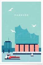 JUNIQE - Poster Hambourg Elbphilharmonie - retro -20x30 /Turkoois