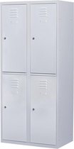 Lockerkast metaal met slot | Stalen lockerkast | Locker 4 deurs 2 delig | Grijs |180x80x50 cm | LKP-1055