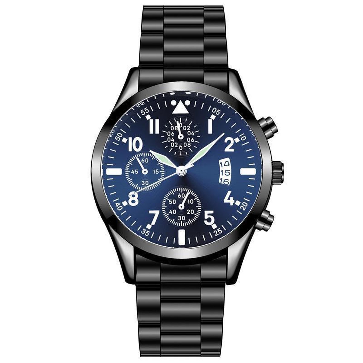 Quartz Heren Horloge Zwart/Blauw • Luxe • Goud • Zwart • Blauw • Heren • Horloge • Quartz • Zakelijk • Stijlvol