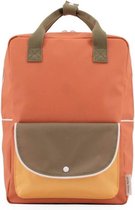 Sticky Lemon Backpack/Boekentas Large Wanderer - Faded Orange - Seventies Green - Retro Yellow