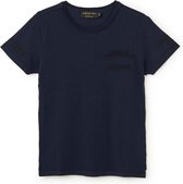In Gold We Trust T-shirt met logoborduring en backprint - Blauw - maat 140