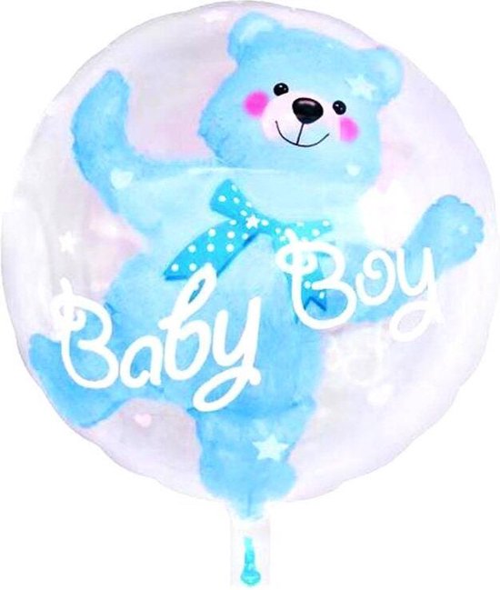 Document Defilé Oneerlijk Een jongen geboren - Ballon - Baby boy - Met beer die zich ook opblaast -  Rond - 57... | bol.com