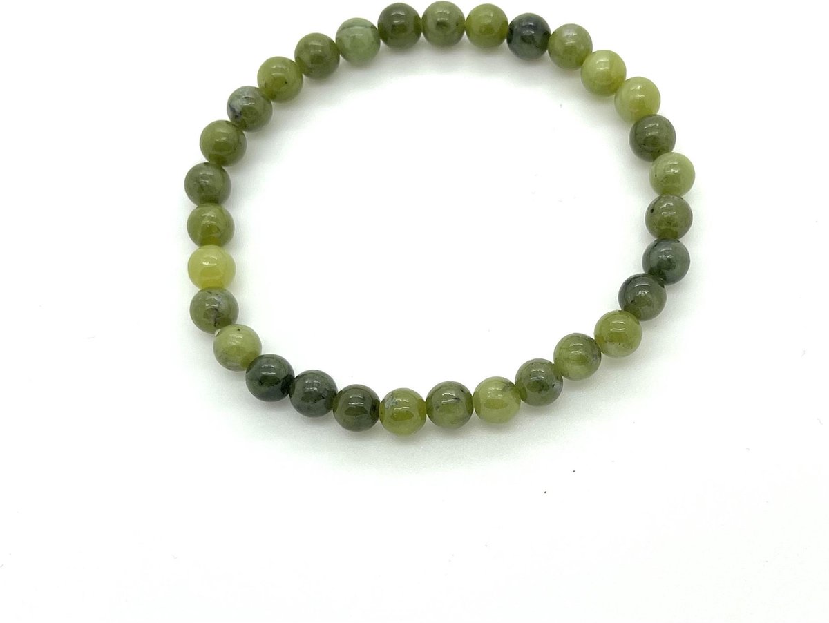 Jade edelstenen armband 6 mm maat 18 groen voorspoed, geluk en welvaart