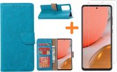 Samsung A72 hoesje Blauw - Galaxy A72 hoesje wallet cover met Pasjeshouder - 2x screenprotector Samsung A72 5G