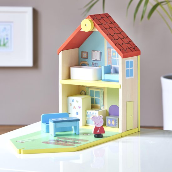 Peppa Pig - Houten poppenhuis inclusief Peppa en meubels - Speelfiguur - Peppa Pig
