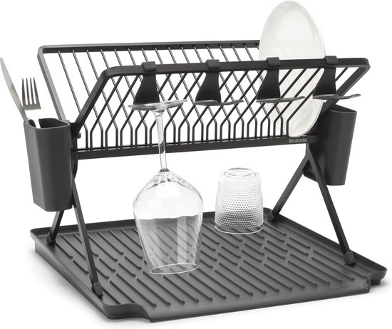 Brabantia SinkSide Afdruiprek - Inklapbaar - met Bestekhouder - Dark Grey