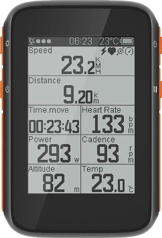 Compteur de vélo LHP BC200 sans fil - Odomètre étanche GPS - Rechargeable - Écran LCD 2,4 pouces - Plus de 80 fonctions - Bluetooth et ANT +