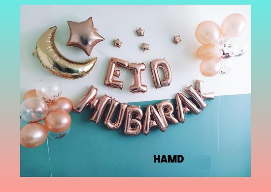 Eid mubarak decoratieset - Rose Goud - Ramadan decoratie - ballon - ballonnen - eid mubarak ballon - Ramadan - Eid al Adha - Ballonnenset - versiering - Eid - Ramadan kareem - Equantu®️