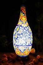 Handgemaakte KamelenHuidLamp uit Multan 60cm - Bloemen / Blauw / Multicolor - 60cm Sorahi Vaas - Unieke Decoratieve Tafellamp met Prachtige Beschilderingen - voor slaapkamer, woonkamer, kanto