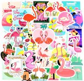 50 stuks stickers flamingo 4 tot 8 cm