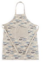 Kinderschort - Keukenschort kinderen - Keukenschort kind - knutselschort - kliederschort - de La Mur Line blauwe visjes apron kids blue fish voor jongens en meisjes