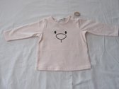 noukie's , meisje , t-shirt lange mouw , bio , rose noukybeer snoet, 12 maand 80